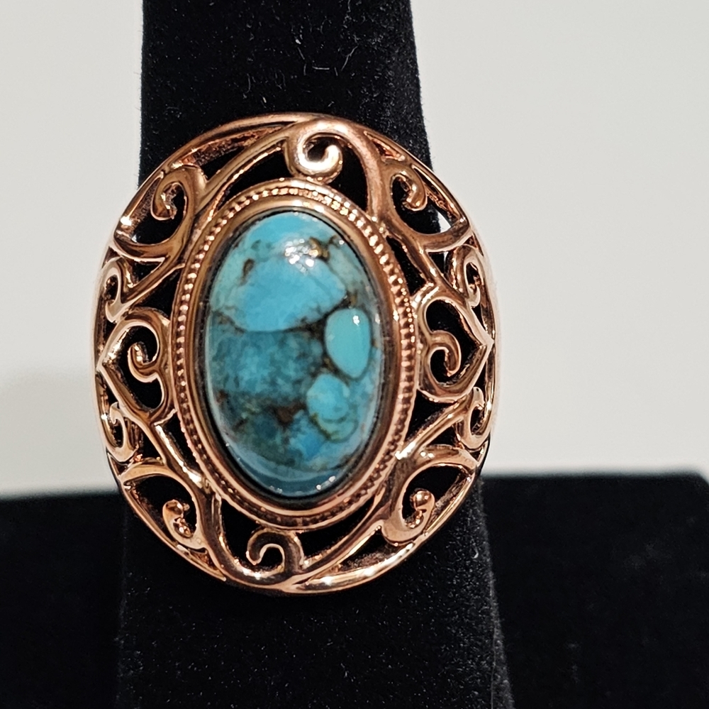 Timna Collection Blue Turquoise in Copper Ring Size 9! NWT